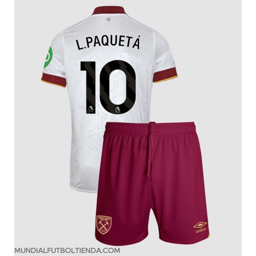 Camiseta West Ham United Lucas Paqueta #10 Tercera Equipación Replica 2024-25 para niños mangas cortas (+ Pantalones cortos)